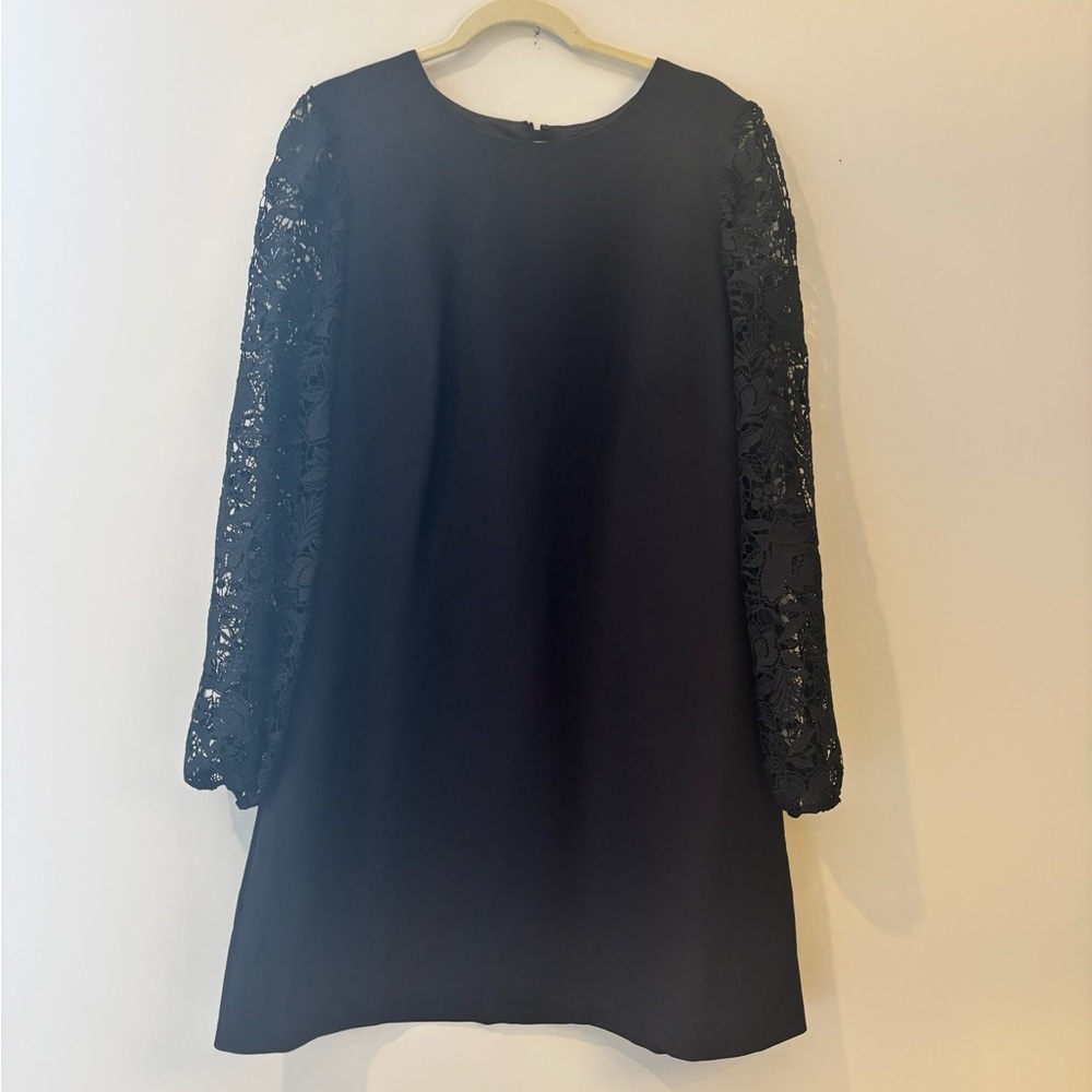 White House Black Market Black Dress with Lace Sleeves